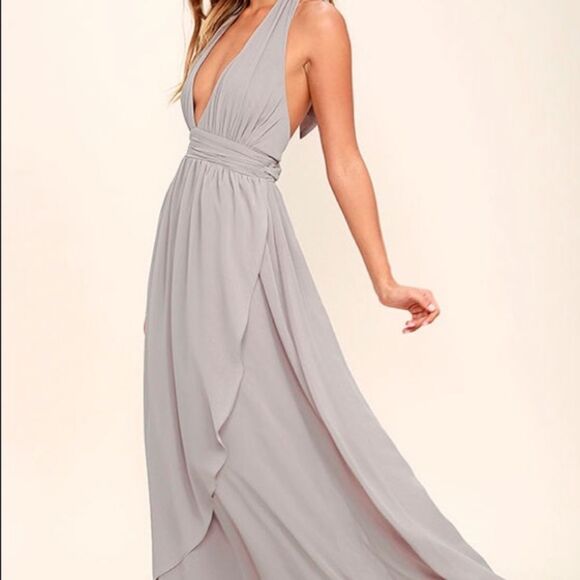LULU’s light grey halter top maxi dress NWT - Picture 1 of 10